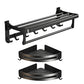 Frendorf | Klassisches Badzubehör Set in Aluminium Schwarz Finish Bademantelhaken/ Handtuchstange