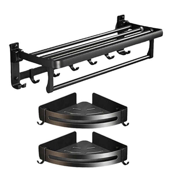 Frendorf | Klassisches Badzubehör Set in Aluminium Schwarz Finish Bademantelhaken/ Handtuchstange