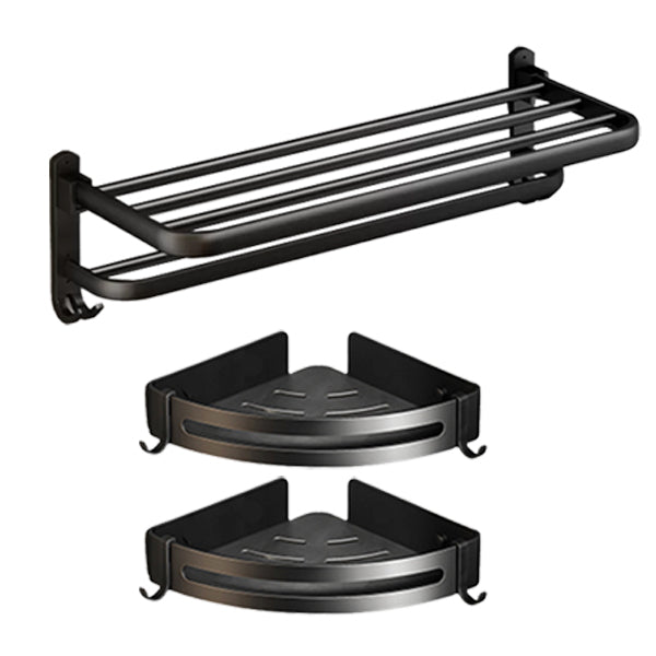 Frendorf | Klassisches Badzubehör Set in Aluminium Schwarz Finish Bademantelhaken/ Handtuchstange