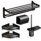 Frendorf | Klassisches Badzubehör Set in Aluminium Schwarz Finish Bademantelhaken/ Handtuchstange
