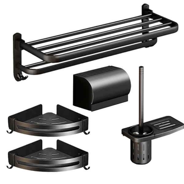 Frendorf | Klassisches Badzubehör Set in Aluminium Schwarz Finish Bademantelhaken/ Handtuchstange