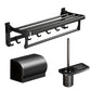 Frendorf | Klassisches Badzubehör Set in Aluminium Schwarz Finish Bademantelhaken/ Handtuchstange