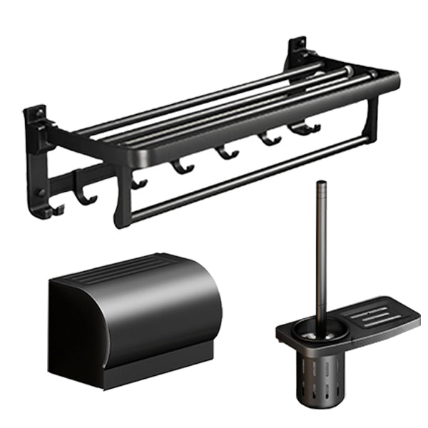 Frendorf | Klassisches Badzubehör Set in Aluminium Schwarz Finish Bademantelhaken/ Handtuchstange