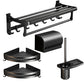 Frendorf | Klassisches Badzubehör Set in Aluminium Schwarz Finish Bademantelhaken/ Handtuchstange