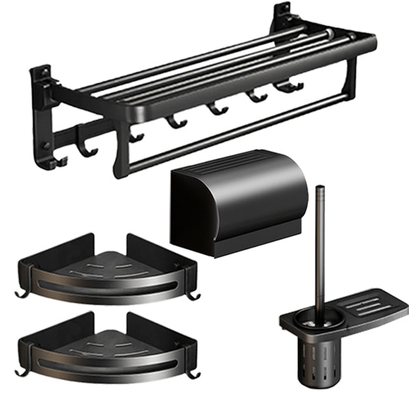 Frendorf | Klassisches Badzubehör Set in Aluminium Schwarz Finish Bademantelhaken/ Handtuchstange