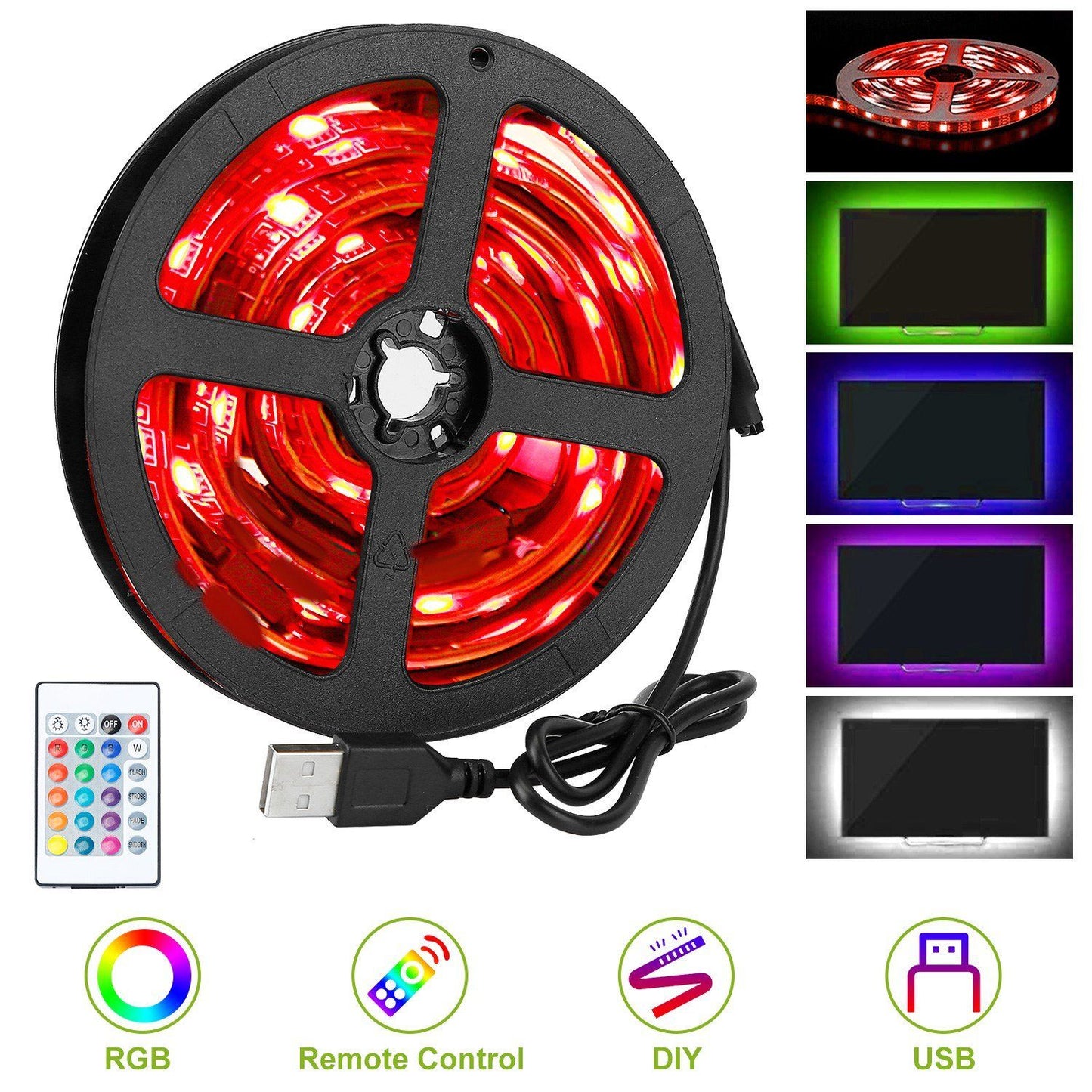 Frendorf | 6.56ft TV LED Hintergrundbeleuchtung RGB Streifenlicht USB Monitor Beleuchtung