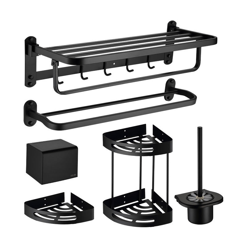 Frendorf | Modernes Badezimmer Zubehör Set Badeablage Handtuchhalter Matt Schwarz Bad Hardware Set