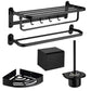 Frendorf | Modernes Badezimmer Zubehör Set Badeablage Handtuchhalter Matt Schwarz Bad Hardware Set