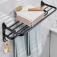 Frendorf | Modernes Aluminium-Badezimmerzubehör-Set Matt Schwarz Badregal/Handtuchhalter/Papierhalter