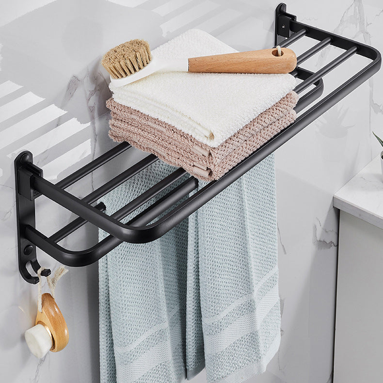 Frendorf | Modernes Aluminium-Badezimmerzubehör-Set Matt Schwarz Badregal/Handtuchhalter/Papierhalter