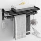 Frendorf | Modernes Aluminium-Badezimmerzubehör-Set Matt Schwarz Badregal/Handtuchhalter/Papierhalter