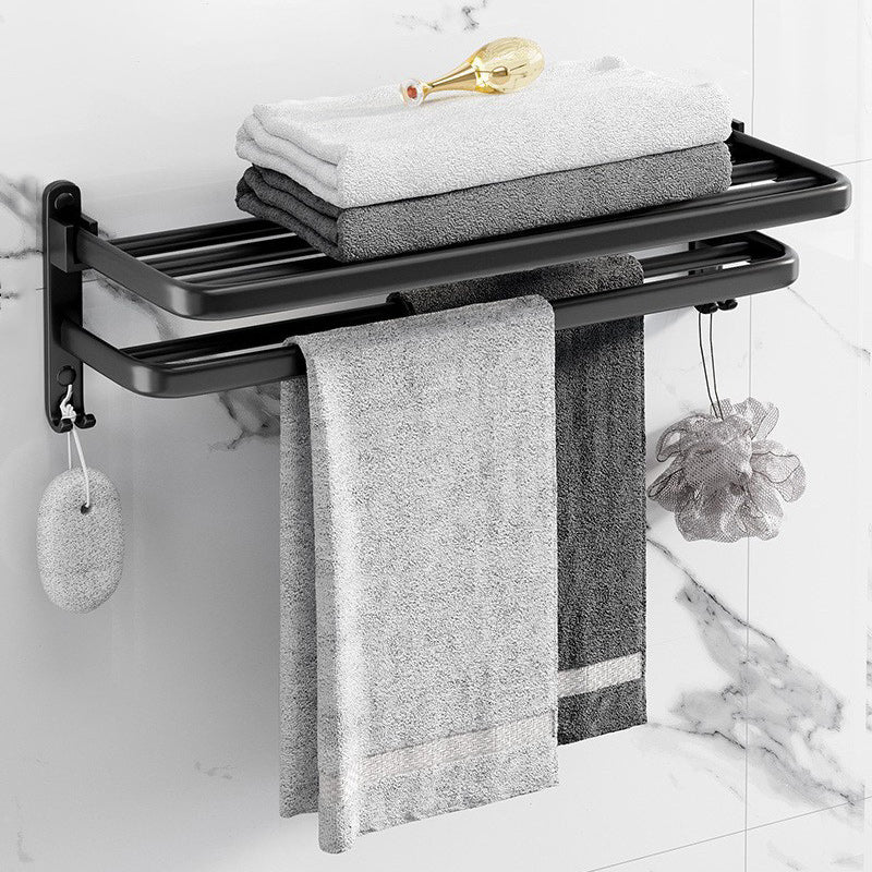 Frendorf | Modernes Aluminium-Badezimmerzubehör-Set Matt Schwarz Badregal/Handtuchhalter/Papierhalter
