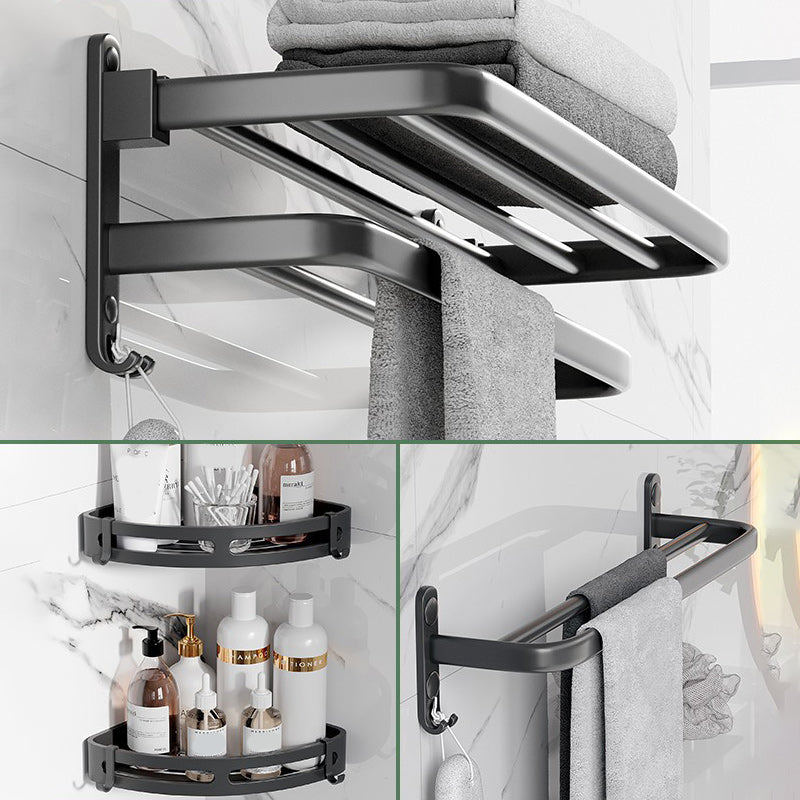 Frendorf | Modernes Aluminium-Badezimmerzubehör-Set Matt Schwarz Badregal/Handtuchhalter/Papierhalter