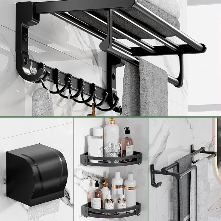 Frendorf | Modernes Aluminium-Badezimmerzubehör-Set Matt Schwarz Badregal/Handtuchhalter/Papierhalter