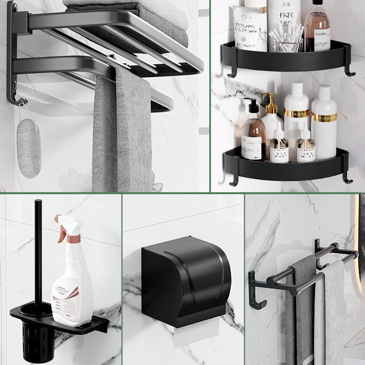 Frendorf | Modernes Aluminium-Badezimmerzubehör-Set Matt Schwarz Badregal/Handtuchhalter/Papierhalter