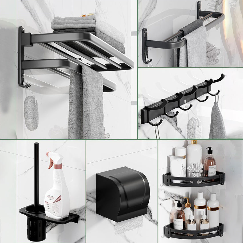 Frendorf | Modernes Aluminium-Badezimmerzubehör-Set Matt Schwarz Badregal/Handtuchhalter/Papierhalter