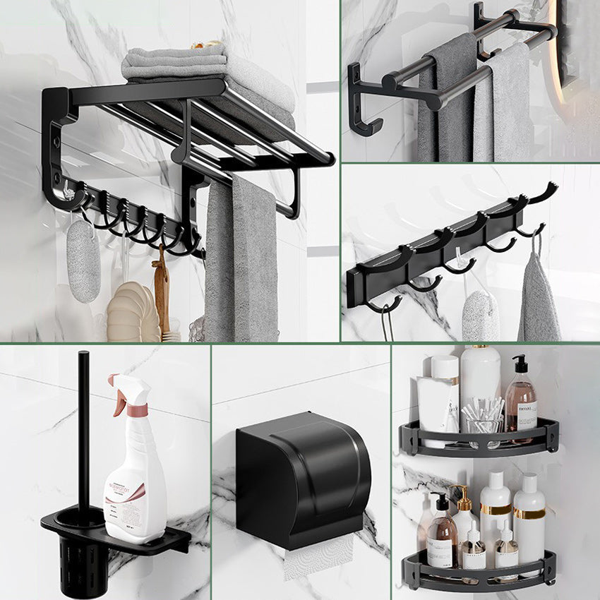 Frendorf | Modernes Aluminium-Badezimmerzubehör-Set Matt Schwarz Badregal/Handtuchhalter/Papierhalter