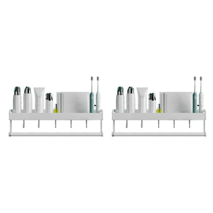 Frendorf | 2-teiliges modernes Badezimmer-Accessoire-Set Weiß rechteckiges Badregal