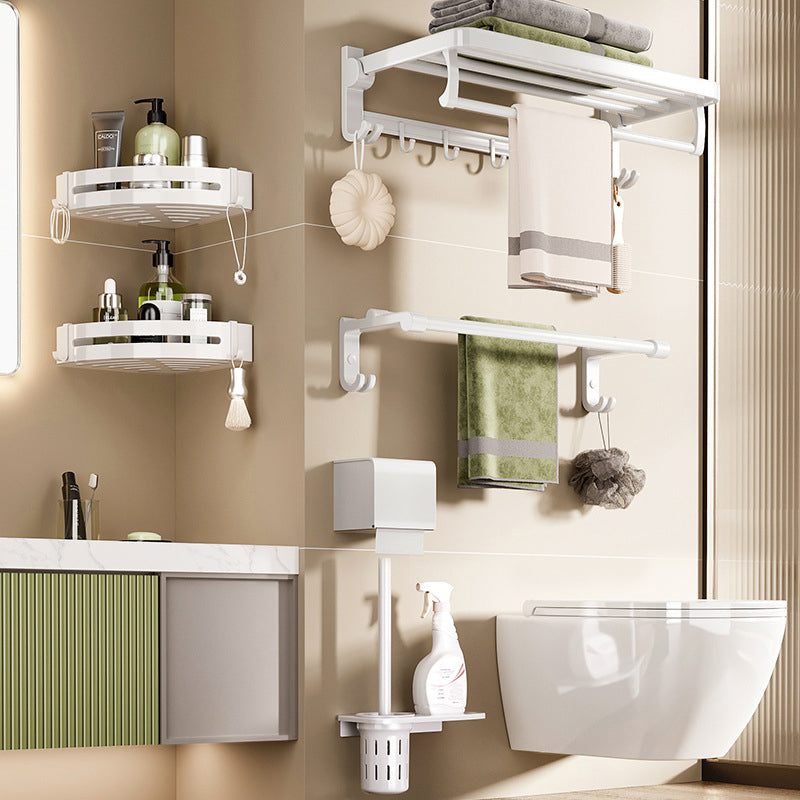 Frendorf | Weißes Badezimmer Zubehör Set Zeitgemäßes Aluminium Badezimmer Zubehör Kit mit Handtuchhalter