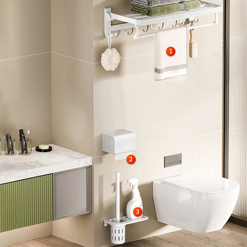 Frendorf | Weißes Badezimmer Zubehör Set Zeitgemäßes Aluminium Badezimmer Zubehör Kit mit Handtuchhalter