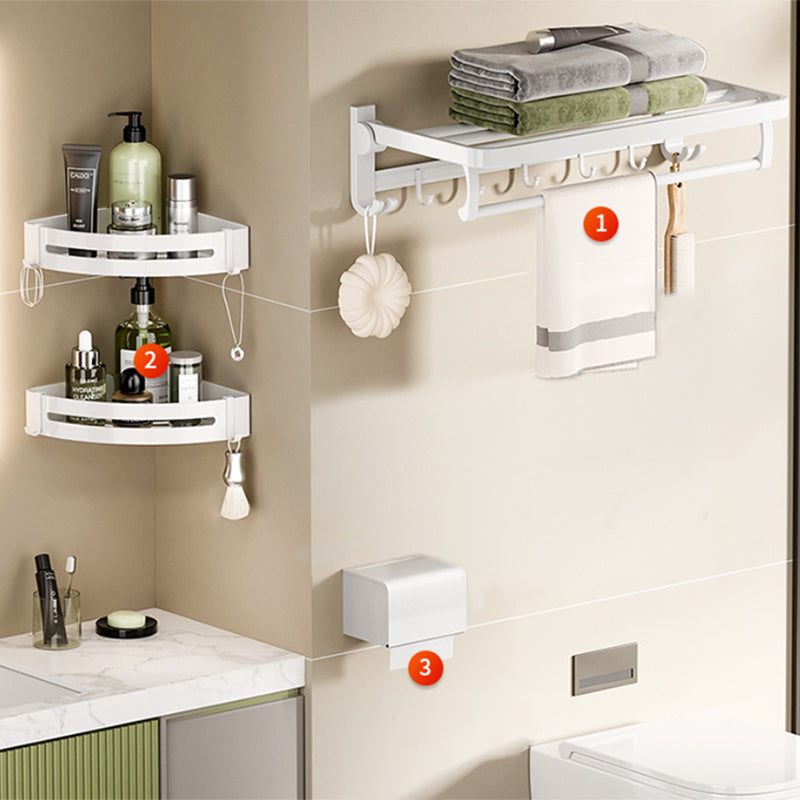 Frendorf | Weißes Badezimmer Zubehör Set Zeitgemäßes Aluminium Badezimmer Zubehör Kit mit Handtuchhalter