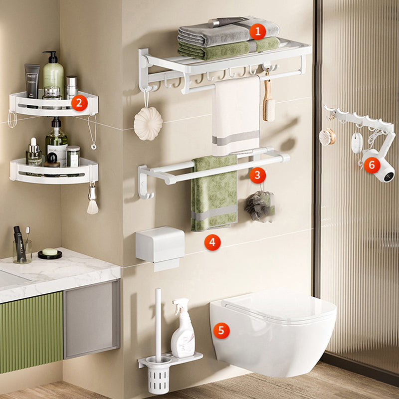 Frendorf | Weißes Badezimmer Zubehör Set Zeitgemäßes Aluminium Badezimmer Zubehör Kit mit Handtuchhalter