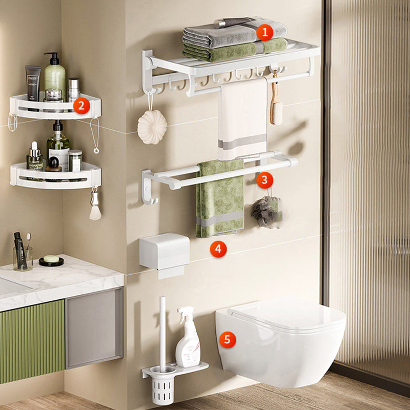 Frendorf | Weißes Badezimmer Zubehör Set Zeitgemäßes Aluminium Badezimmer Zubehör Kit mit Handtuchhalter