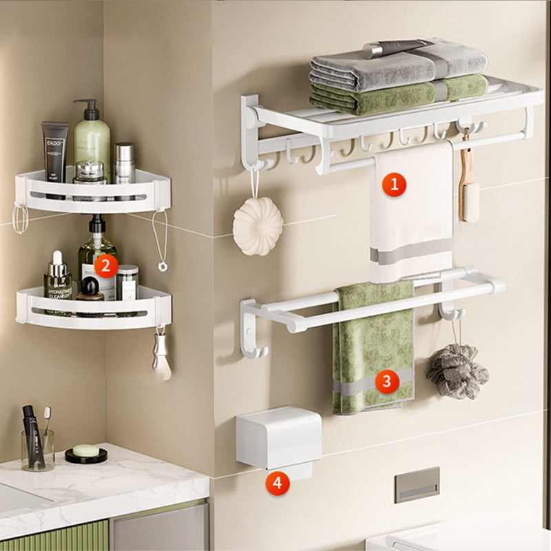 Frendorf | Weißes Badezimmer Zubehör Set Zeitgemäßes Aluminium Badezimmer Zubehör Kit mit Handtuchhalter