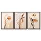 Art Deco Beige Orange Floral Set von 3 Gerahmten Kunst Drucken