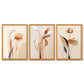 Art Deco Beige Orange Floral Set von 3 Gerahmten Kunst Drucken