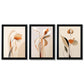 Art Deco Beige Orange Floral Set von 3 Gerahmten Kunst Drucken