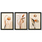 Art Deco Beige Orange Floral Set von 3 Gerahmten Kunst Drucken