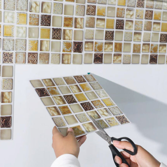 Frendorf | Kunststoff Selbstklebende Fliesen Mosaikfliesen Raster Quadrat Wasserdicht Selbstklebende Fliese 10er-Pack