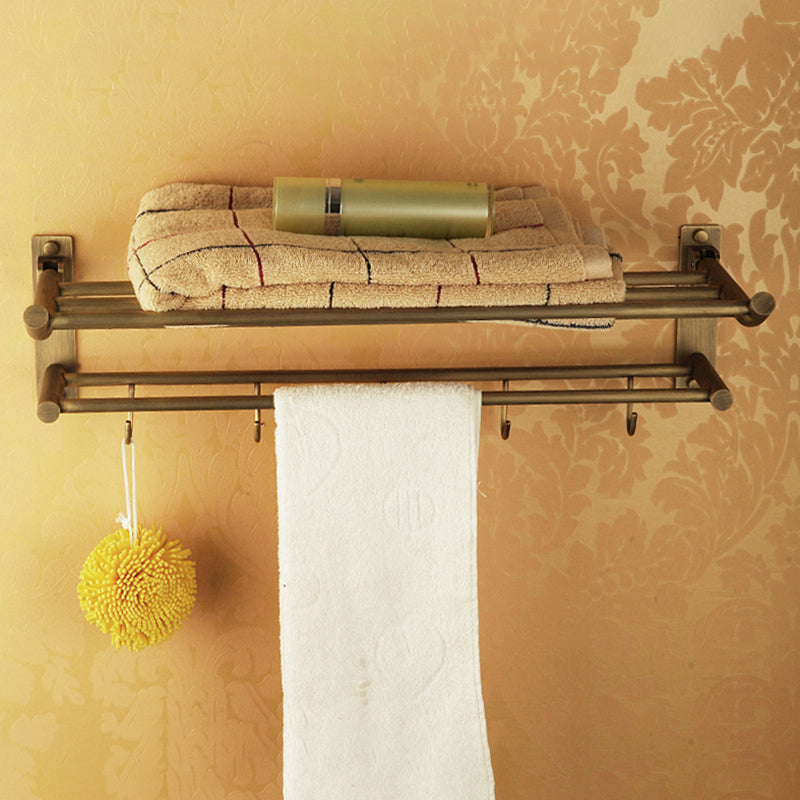 Frendorf | Abgenutztes Messing Traditionelles Badezimmer-Set mit Bade-Regal/Papierhalter & Handtuchstange