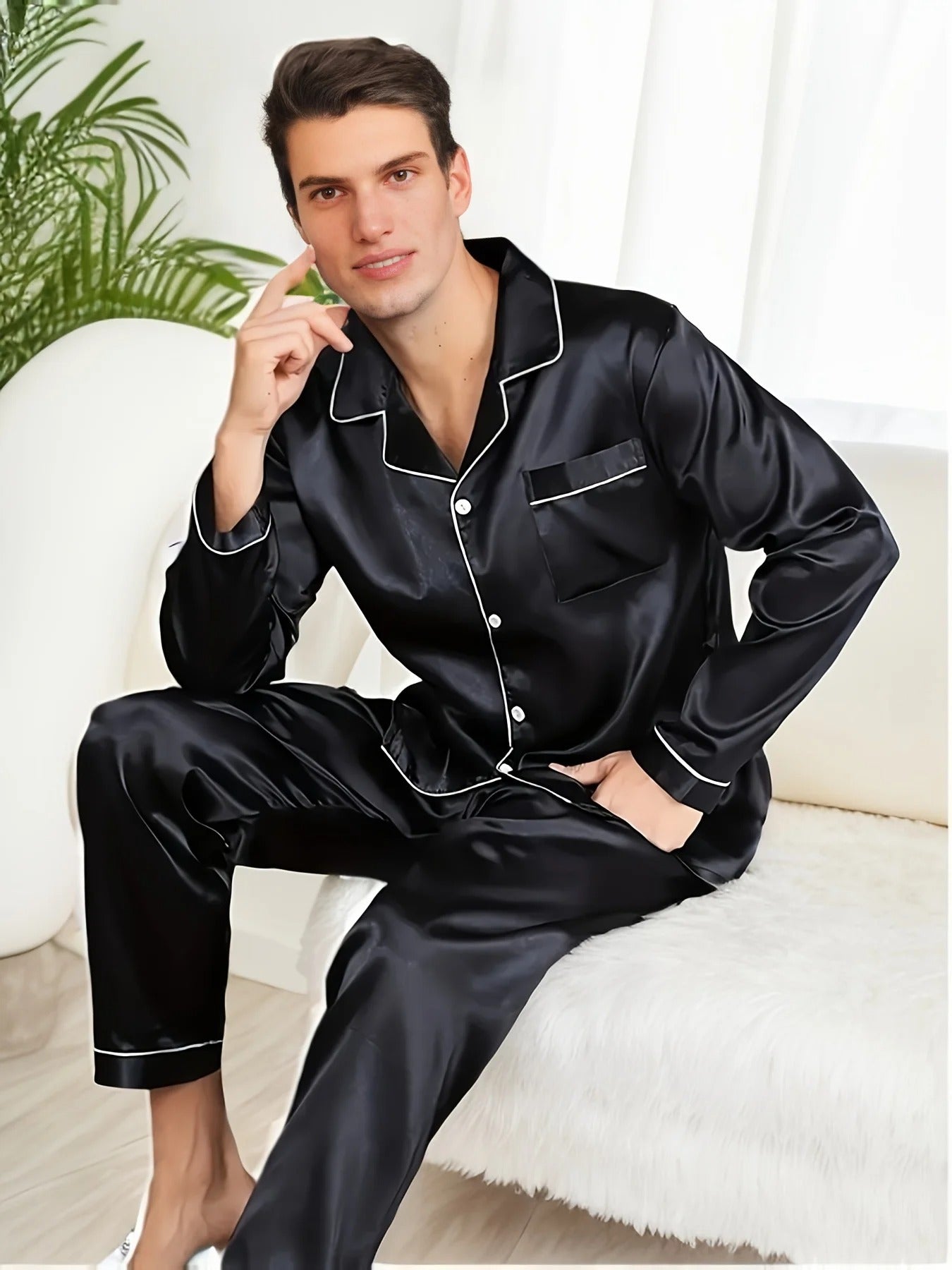 Frendorf | Luxus Herren Pyjama | Elegante Nachtwäsche | Bequem & Atmungsaktiv | Für erholsamen Schlaf