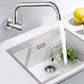 Frendorf | Moderner Brückenwasserhahn 304 Edelstahl Knopfgriff Schwenkauslauf Wandmontierter Wasserhahn