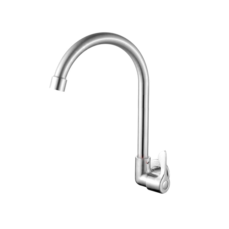 Frendorf | Moderner Brückenwasserhahn 304 Edelstahl Knopfgriff Schwenkauslauf Wandmontierter Wasserhahn
