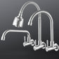 Frendorf | Moderner Brückenwasserhahn 304 Edelstahl Knopfgriff Schwenkauslauf Wandmontierter Wasserhahn