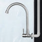 Frendorf | Moderner Brückenwasserhahn 304 Edelstahl Knopfgriff Schwenkauslauf Wandmontierter Wasserhahn