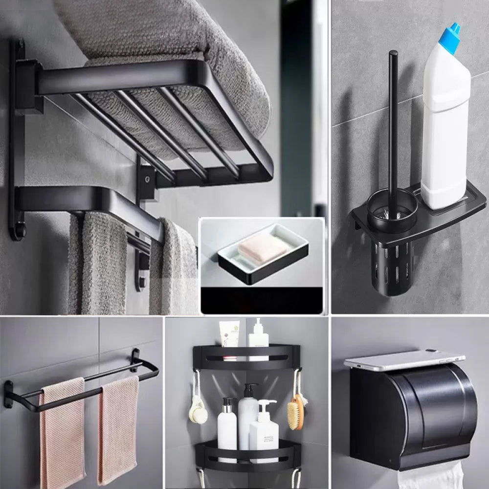 Frendorf | Modernes Badezimmerzubehörset Schwarze Seifenschale Badeablage Badezimmer-Set