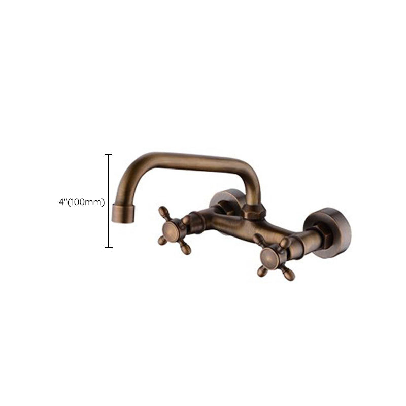 Frendorf | Industrie Badewannen Auslauf Trim Wandmontiert Voll Kupfer Dual Kreuz Griff Niedriger Bogen Badewannen Wasserhahn