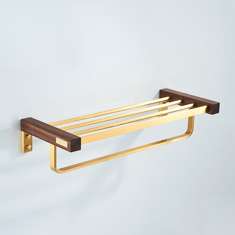 Frendorf | Holz- und Aluminium-Badehardware-Set Goldenes Badezimmerzubehör-Set