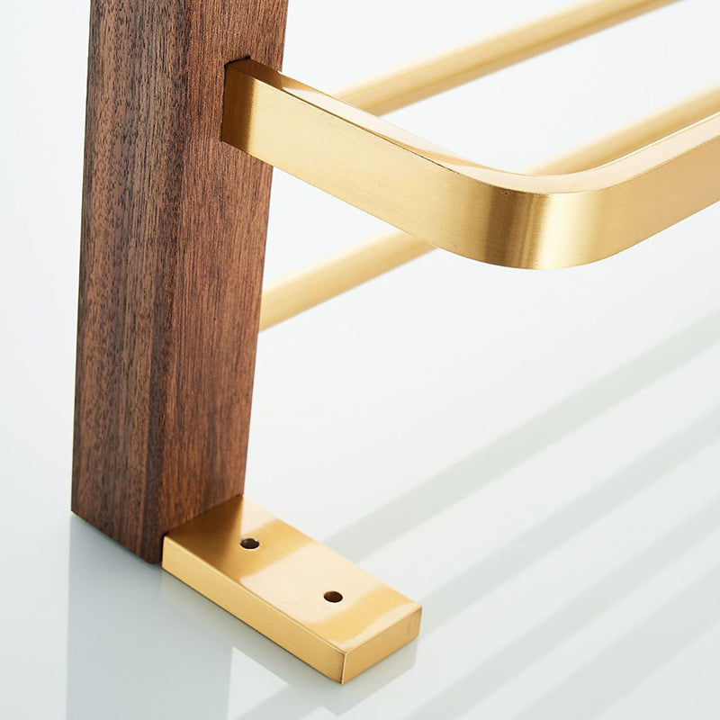 Frendorf | Holz- und Aluminium-Badehardware-Set Goldenes Badezimmerzubehör-Set