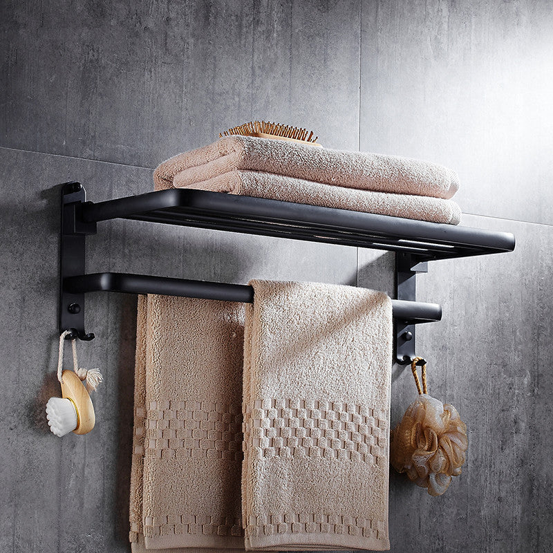 Frendorf | Zeitgenössisches 8-teiliges Badezimmer-Zubehörset Mattschwarz Badregal/Papierhalter/Handtuchhaken