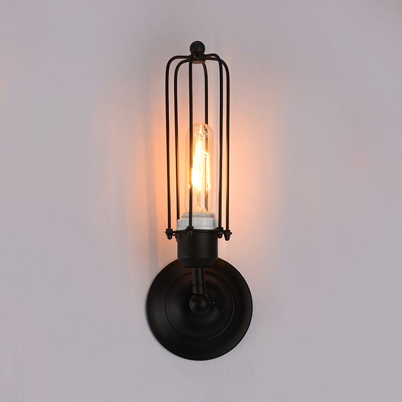 Frendorf | 1/2-Bulb Lineaire Kooi Wandlamp Industrieel Zwart/Roest Metaal Wandverlichtingsarmatuur voor Woonkamer