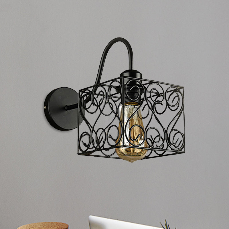 Frendorf | Metalen Vierkante/Ruit Kooi Wandverlichting Vintage Industrieel 1 Hoofd Restaurant Wandlamp Verlichting in Zwart