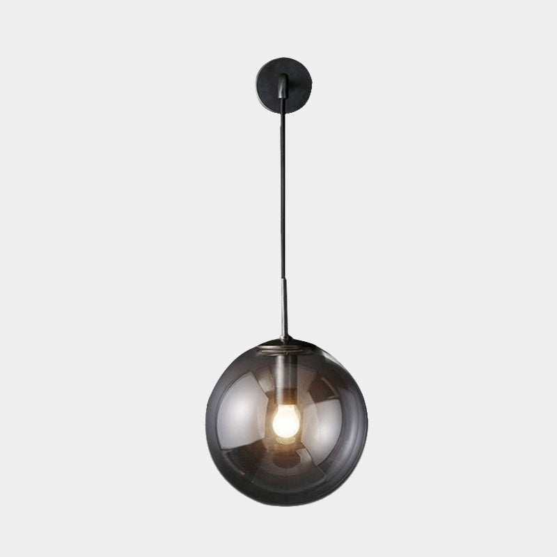 Frendorf | Moderne Sferische Wandlamp 1 Peertje Rookglas Wandlicht in Zwart/Messing voor de Woonkamer, 8"/10"