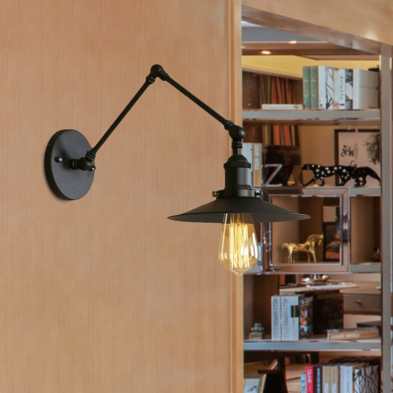 Frendorf | Metall Schwarz/Rost Wandmontage Licht Flachschirm 1 Glühbirne Industrie Stil Wandleuchte mit Schwenkarm