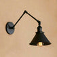 Frendorf | Metalen Swing Arm Wandlamp Industrieel 1 Lamp Studie Kamer Wand Sconces met Tapse Schaduw in Zwart