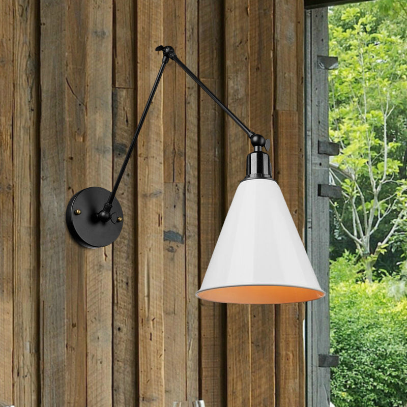 Frendorf | Cone Eettafel Wandlamp Antiek Stijlvol Smeedijzer 1 Hoofd Zwart/Wit Wandmontage Licht